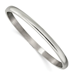 Black Bow Jewelry 5mm Titanium Polished Hinged Bangle Bracelet, 6.75 Inch - 1 of 4