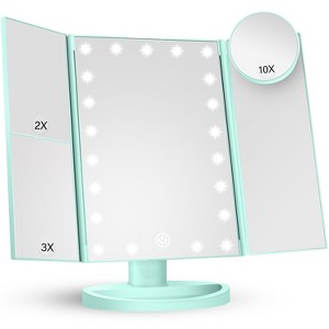Makeup Mirror Vanity Mirror with Lights, 2X, 3X, 10X Magnification, Touch Control, Trifold, Modern Style - 1 of 4