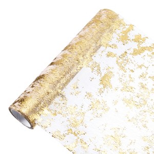 Unique Bargains Metallic Foil Thin Mesh Polyester Luxurious Table Runner - 1 of 3