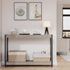 Farmhouse Entryway Table, 39.5" Grey Console Table with Storage, Slatted Style 2-Tier Sofa Table - 2 of 4