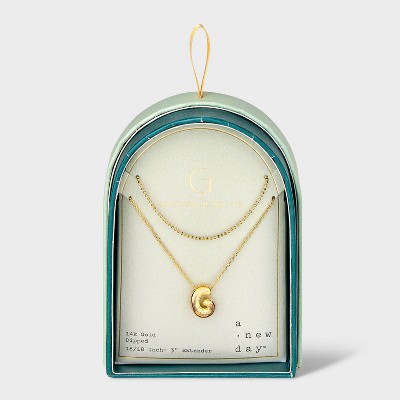 14K Gold Dipped Initial Bubble Multi-Strand Pendant Necklace - A New Day™ Gold