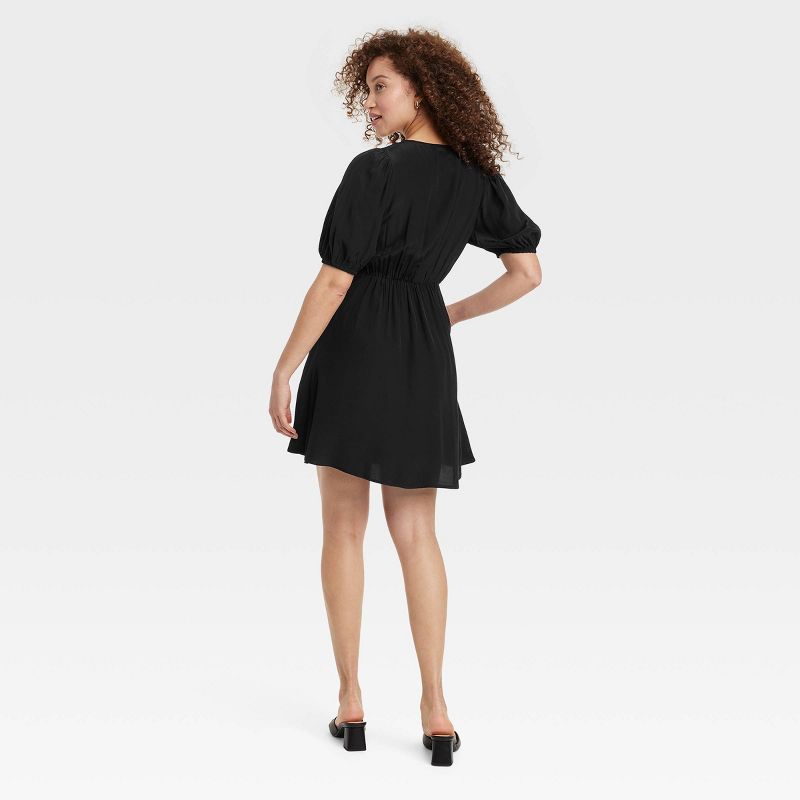 Women's Balloon Short Sleeve Mini Wrap Dress - A New Day™, 3 of 12