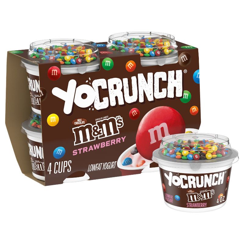 YoCrunch Low Fat Strawberry with M&#38;Ms Yogurt - 4ct/4oz Cups, 1 of 10