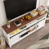 Garvee Wood Rustic TV Stand for up to 65Inch , Farmhouse and Industrial Entertainment Center,White - 2 of 4