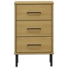 vidaXL Bedside Cabinet with Metal Legs Brown Solid Wood Pine OSLO - 4 of 4