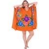 HAPPY BAY Women's Summer Holiday Beachwear Oversized Swim Suit Loose Party Bathing Suit Cover Ups 1X-2X Orange Floral - 4 of 4