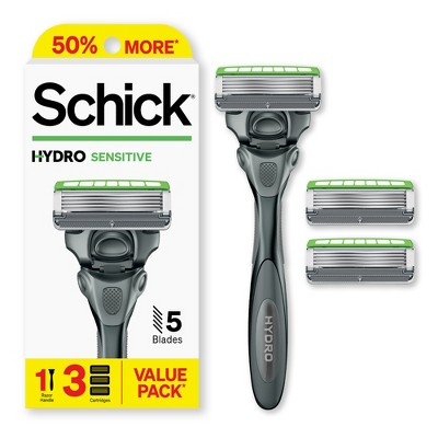 Schick Hydro Sensitive Razor &#8211; 5 Blade Razor for Men with Sensitive Skin &#8211; 1 Razor Handle with 3 Razor Refills