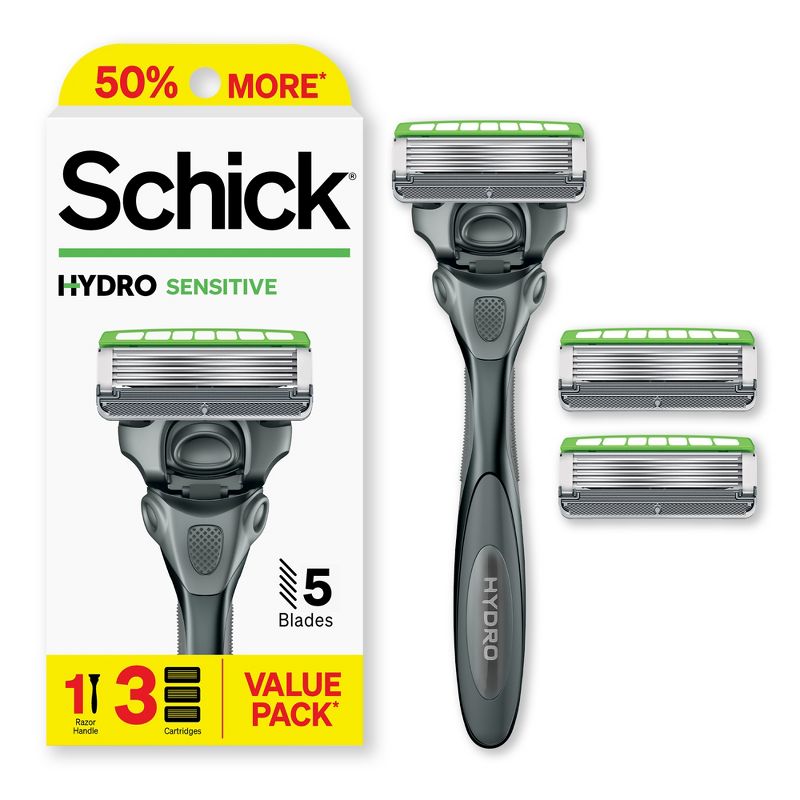 Schick Hydro Sensitive Razor &#8211; 5 Blade Razor for Men with Sensitive Skin - Trial Size &#8211; 1 Razor Handle with 3 Razor Refills, 1 of 12