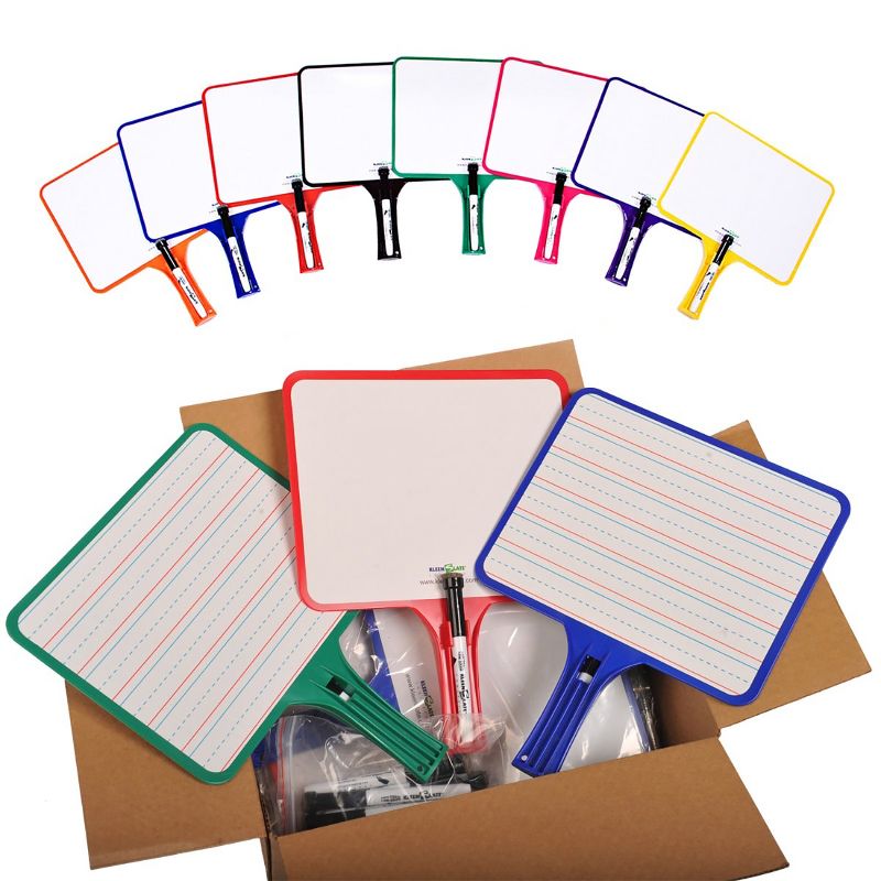 KleenSlate® Rectangular Dry Erase Whiteboards with Markers, Blank/Lined Double-Sided, Assorted, Pack of 24, 1 of 5