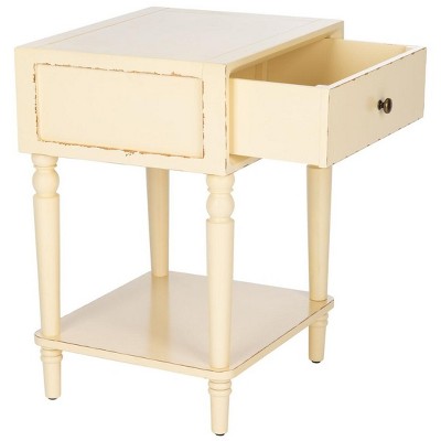Vanilla White Poplar Wood End Table with Storage