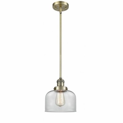 Bell - 1 Light Stem Hung Mini Pendant In Industrial Style-10 Inches Tall and 8 Inches Wide