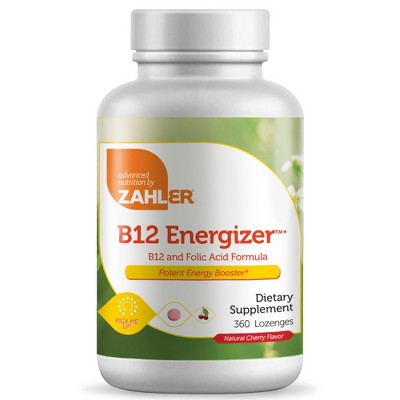 Zahler B12 Energizer, A Potent Energy Supplement using Vitamin B12 Methylcobalamin, Certified Kosher Natural Cherry Flavor Lozenges - (360 Count)