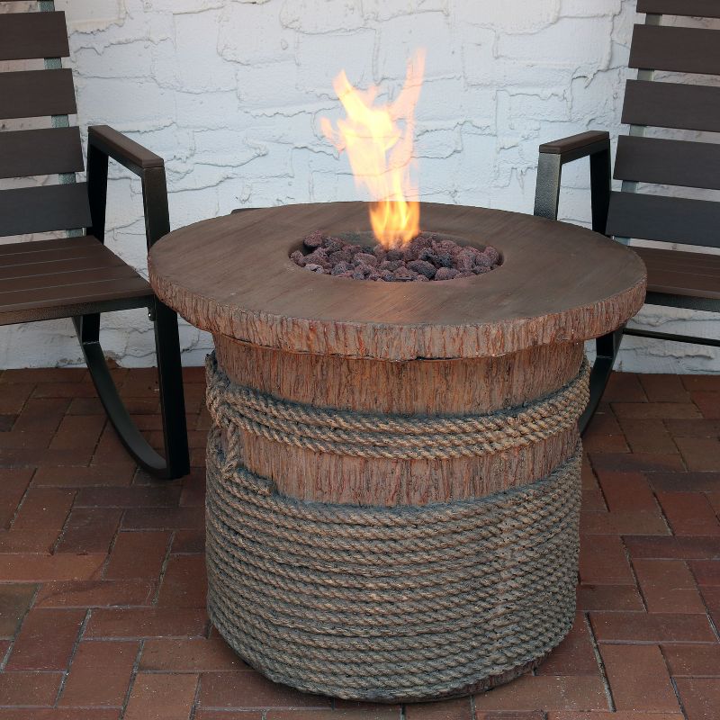 Sunnydaze Rope and Barrel Design Propane Gas Patio Fire Pit Table Kit with Lava Rocks - 29" Diameter, 4 of 14