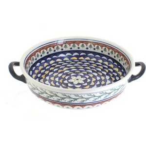 Blue Rose Polish Pottery 1455 Zaklady Round Casserole with Handles - 1 of 1