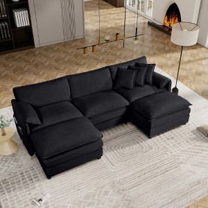 Oversized 109.45" Chenille Upholstery Modular U-Shaped Cloud Sectional Sofa, 5-Piece DIY Combination Couch - 1 of 4