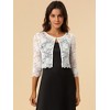 Allegra K Women's Elegant 3/4 Sleeve Sheer Floral Lace Cropped Bolero Shrugs - 2 of 4