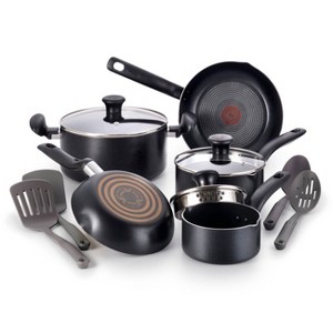T-Fal 12pc Simply Cook Nonstick Cookware Set Black, Gray