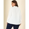 Agnes Orinda Women's Plus Size Swiss Dots Button Down Collar Long Sleeve Shirts - 4 of 4