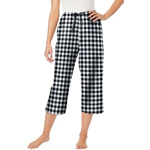 Dreams & Co. Plus Size Woven Sleep Capri Pant - 1 of 4