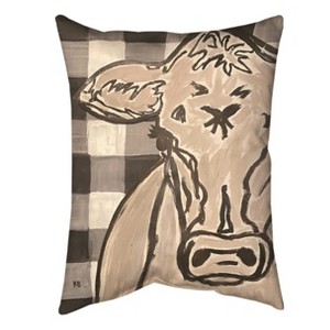 Farmhouse Accent Pillow – Farm Sketch Cow 13x18 inch by Manual Woodworkers and Weavers - 1 of 3