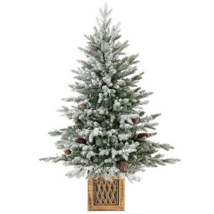 Resenkos 4-Ft Pre-Lit Artificial Entrance Christmas Tree with 100 LEDs - Green/White - 1 of 4