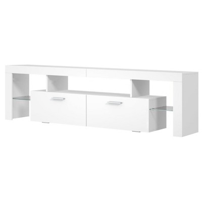 Itopfox Modern LED TV Stand with Large Storage Drawers and Adjustable Lighting, Entertainment Center Media Console with Open Shelf for Living Room