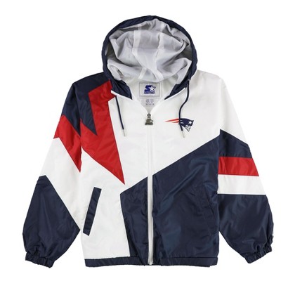 STARTER Womens New England Patriots Windbreaker Jacket, Blue, Medium