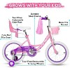 Weize Kids Bike, 14 16 Inch Girls Bicycle for Age 3-7 Years Old, Carbon Steel Frame Bikes with with Adjustable Seat, Training Wheel, and Doll Seat - 2 of 4