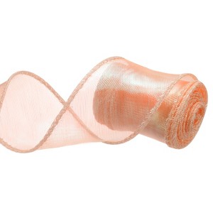 Unique Bargains Gift Wrapping Wide Sheer Wired Pastel Shimmer Iridescent Chiffon Ribbons 1 Pc - 1 of 4