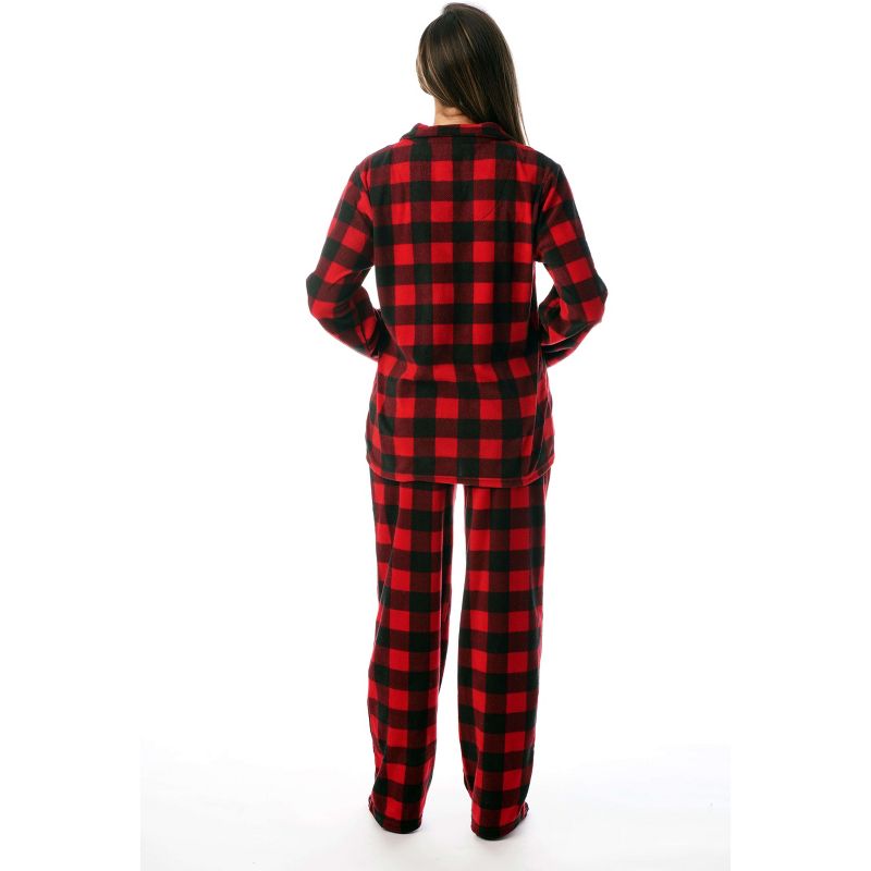 #followme  Womens Printed Microfleece Button Front PJ Pant Set with Socks / Winter Pajamas, 2 of 4
