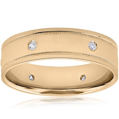 Pompeii3 Mens 14K Yellow Gold Diamond Comfort Fit 6mm High Polished Wedding Band Ring New
