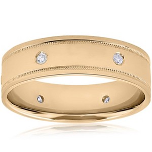 Pompeii3 Mens 14K Yellow Gold Diamond Comfort Fit 6mm High Polished Wedding Band Ring New - 1 of 4