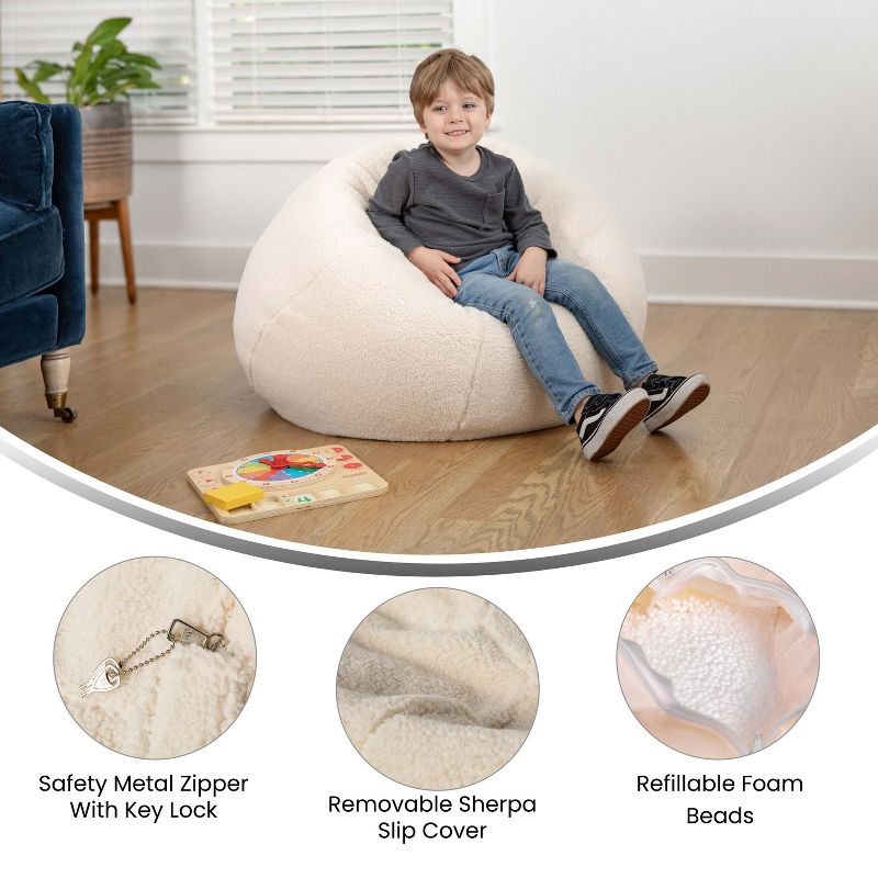 Flash Furniture Small Bean Bag Chair for Kids and Teens, 5 of 11