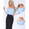 Allegra K Women's Off Shoulder Floral Lace Sheer Long Sleeves Lined Casual Blouse - 2 of 4