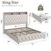 Bed Frame, Platform Velvet Upholstered Bed Frame with 4 Storage Drawers, USB Charging Station, Led Lights, No Box Spring Needed, Easy Assembly - 2 of 4