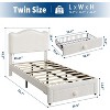 Upholstered Bed Frame with Storage Drawer & Scallop Headboard, Twin Size Platform Bed Frames, Wooden Slats Support, No Box Spring Needed - 2 of 4