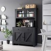 Jojoka Kitchen Pantry Cabinet with Microwave Stand, Freestanding Hutch Cabinet with Buffet Cupboard, Tall Kitchen Cabinets with Adjustable Shelves - 2 of 4