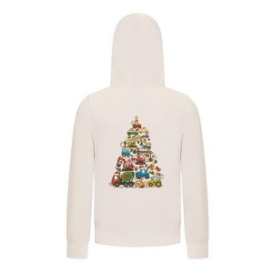 Everyday Kids Christmas Collection Construction Truck Tree Boys Zip up Hoodie – Holiday Sweatshirt - Off White - 1 of 1