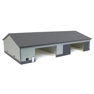 1/64 Dark & Light Gray 2 Door 70ft x 130ft Wooden Implement Pole Building w/ Divided Shop Area STA-209 - 1 of 4