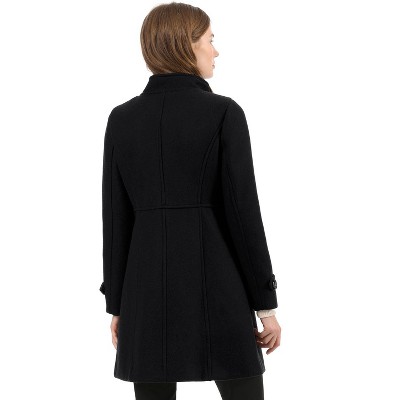 INSPIRE CHIC Women's Stand Collar Double Breasted Slant Pockets Trendy Outwear Winter Coat Black Large — фото 4