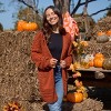 Women's Burnt Orange Open Front Patch Pocket Longline Cardigan - Cupshe - 3 of 4
