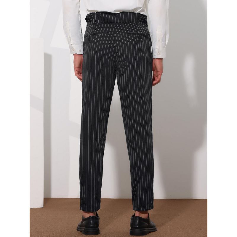 Lars Amadeus Men's Pleated Front Formal Striped Dress Pants, 3 of 6