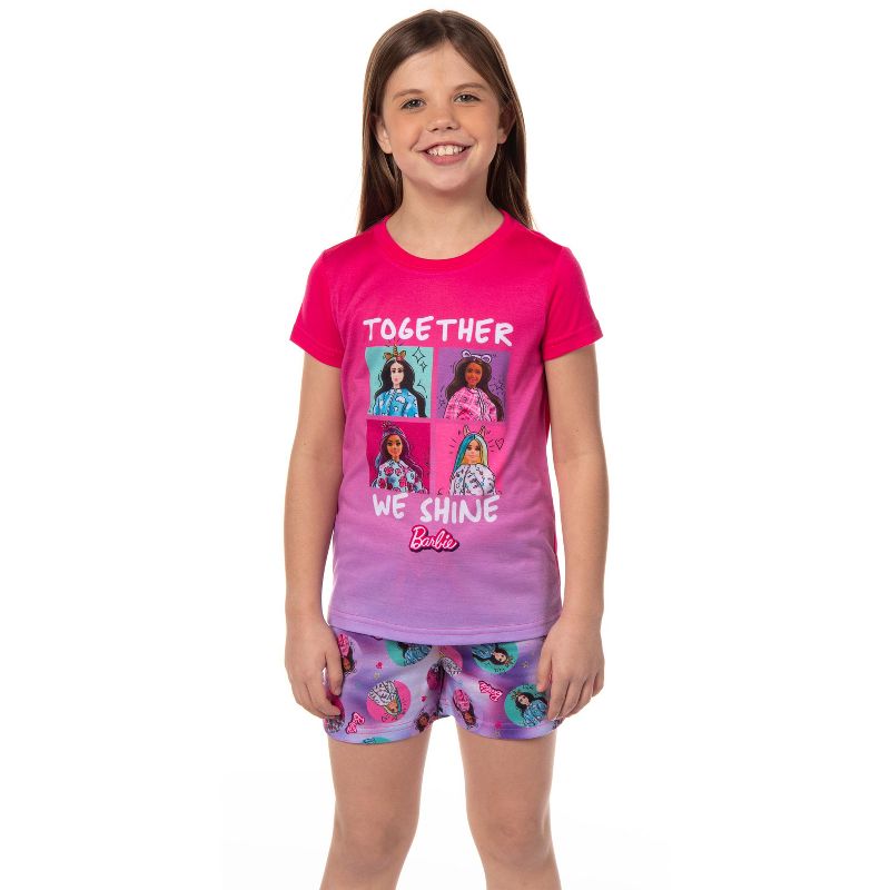 Barbie Girls' Together We Shine Characters Sketch Sleep Pajama Set Shorts Multicolored, 5 of 6