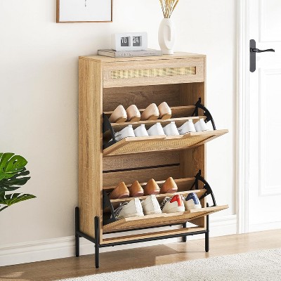 Shoe Cabinet Storage with 2 Flip-Door &1 Flip Drawers, Freestanding Shoe Organizer