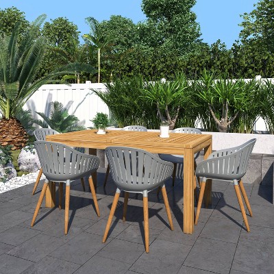 Litcham 7pc Teak Patio Dining Set with Rectangular Table - Amazonia