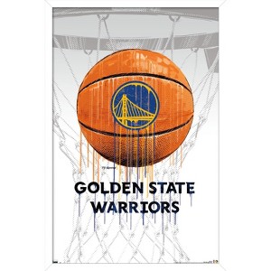 Trends International NBA Golden State Warriors - Drip Ball 20 Framed Wall Poster Prints - 1 of 4