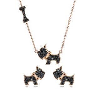 Scottie Dog Bone Earring Necklace Set for Women Sterling Silver Ginger Lyne Collection - 1 of 4