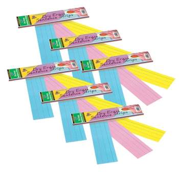 Pacon® Dry Erase Sentence Strips, 3 Assorted Colors, 1-1/2" X 3/4" Ruled, 3" x 12", 30 Per Pack, 6 Packs