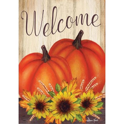 Pumpkin Pair Orange Polyester Fall Garden Flag