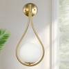 DORESshop 7.87 in. 1-Light Mid-Century Water Drop Design Gold Wall Sconce with Global Frosted Glass Shade for Bedroom Bedsides - 3 of 4